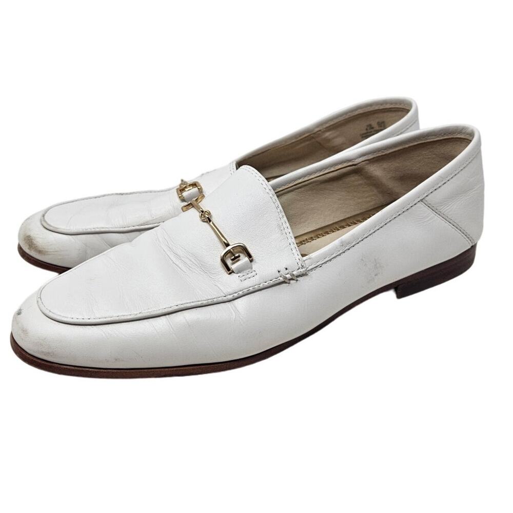 Sam Edelman 8.5 Loraine White Leather Horsebit Loafer Classic Career Minimalist